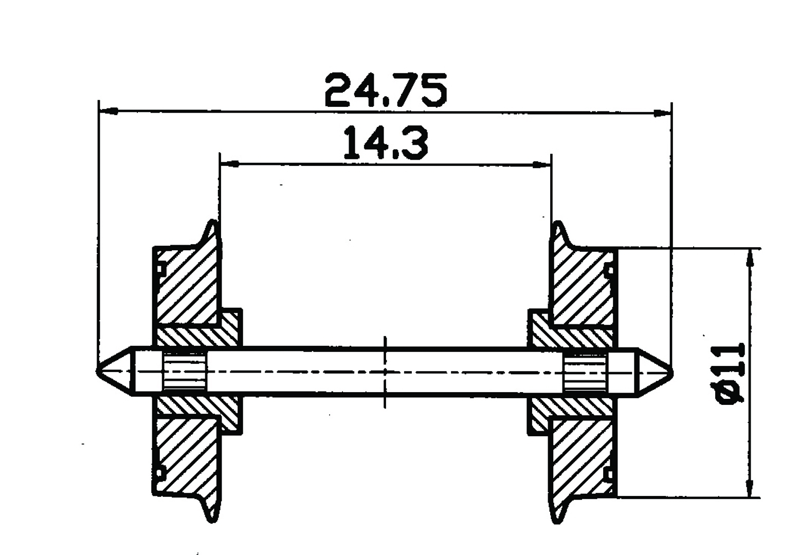 40199 Gleichstrom NEM-Normradsatz 11x24,75 mm
