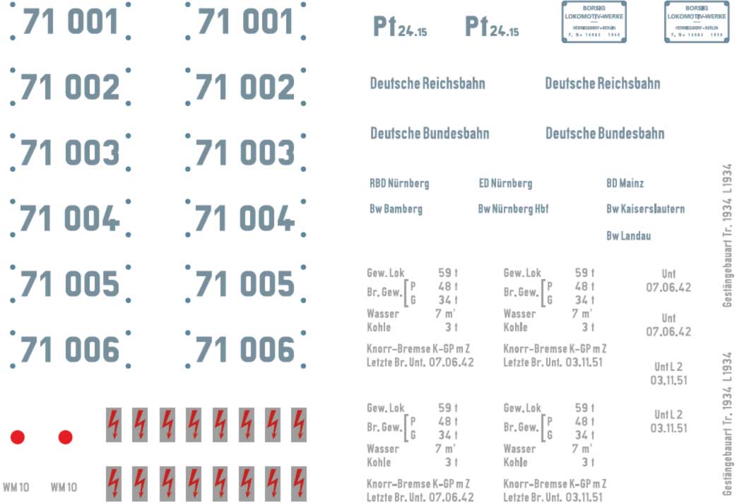 Weinert 91114 Schiebebilder BR 71