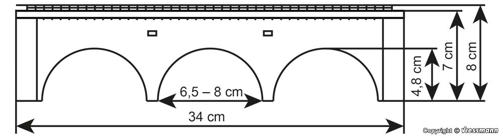 Kibri 39722 Steinbogenbrücke, gebogen, eingleisig