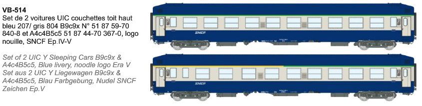 VB-514 SNCF Schlafwagen-Set 2-tlg. UIC Ep.5