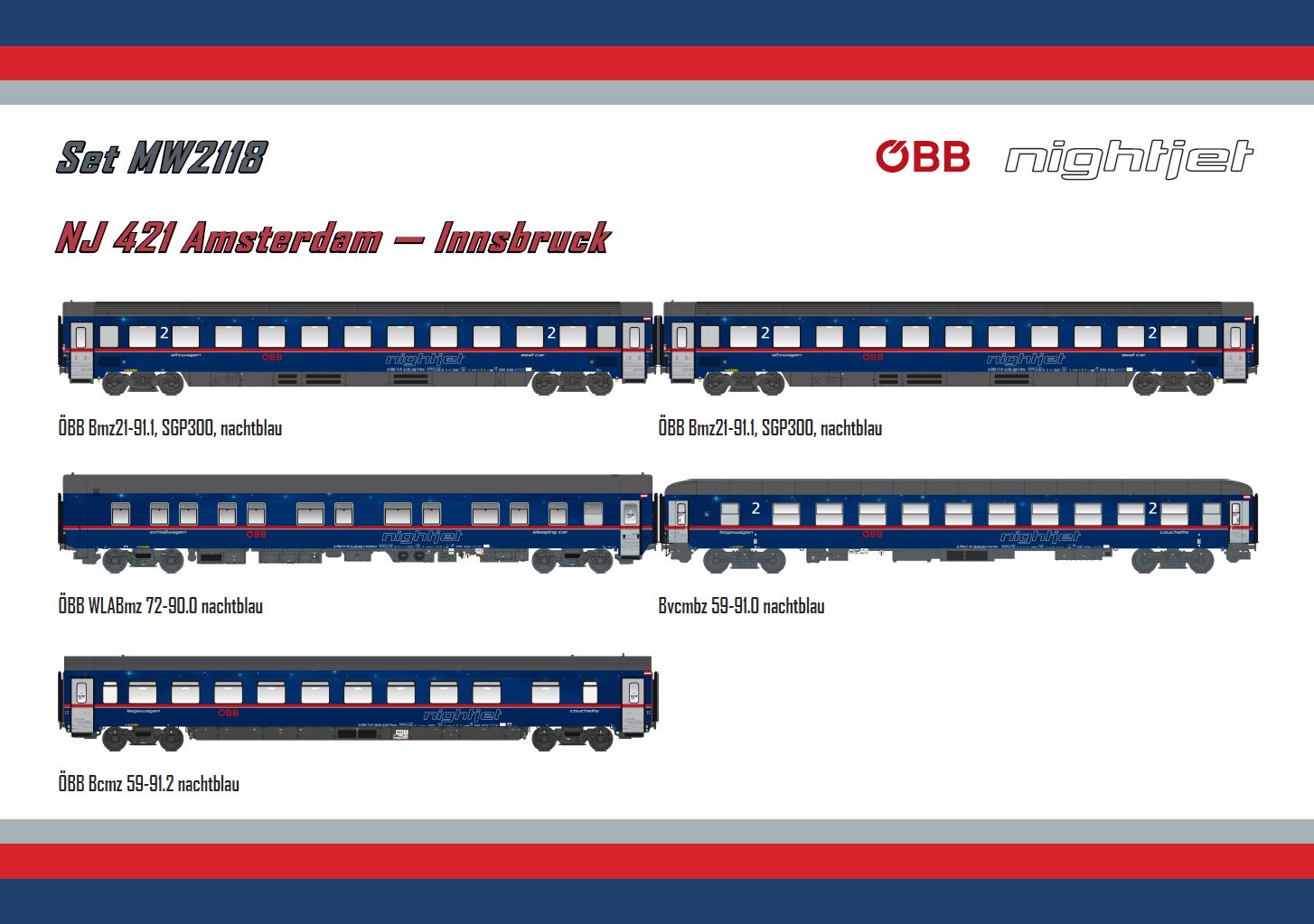 MW2118 ÖBB Nightjet Set NJ421 5-teilig Ep.6