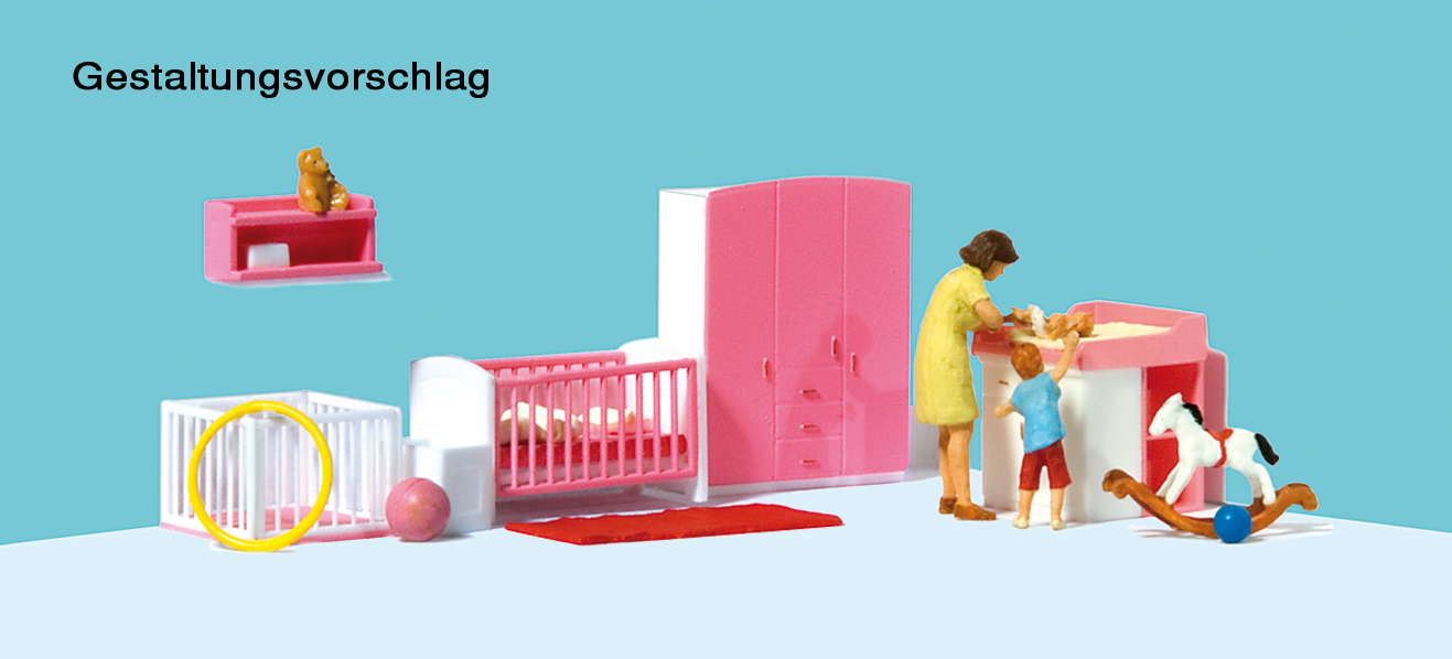 Preiser 10645 Mutter beim Wickeln. Kinderzimmer-