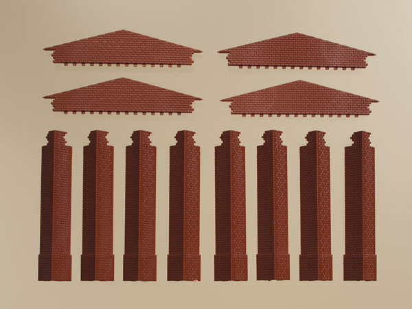 80412 Giebel klein und Ecksäulen kurz, rot