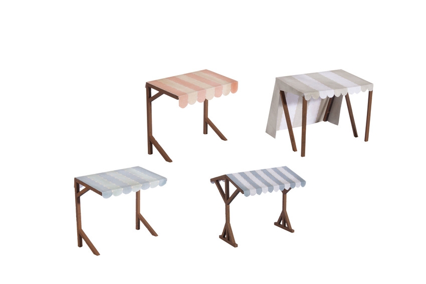 6079530 Marktstand, 4 Stk Holzgestelle