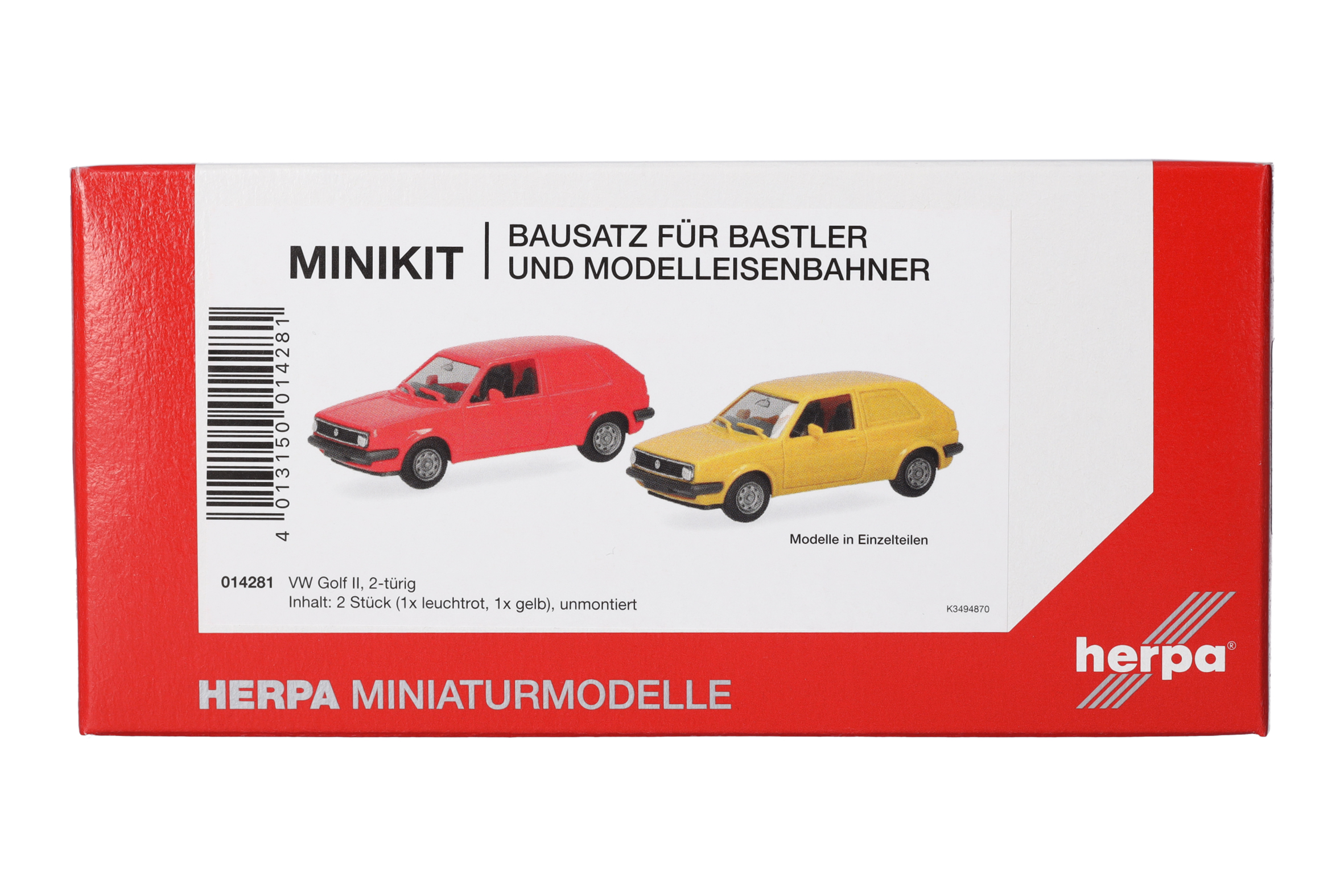 014281 MiniKit: 2x VW Golf II Kasten rot/gelb