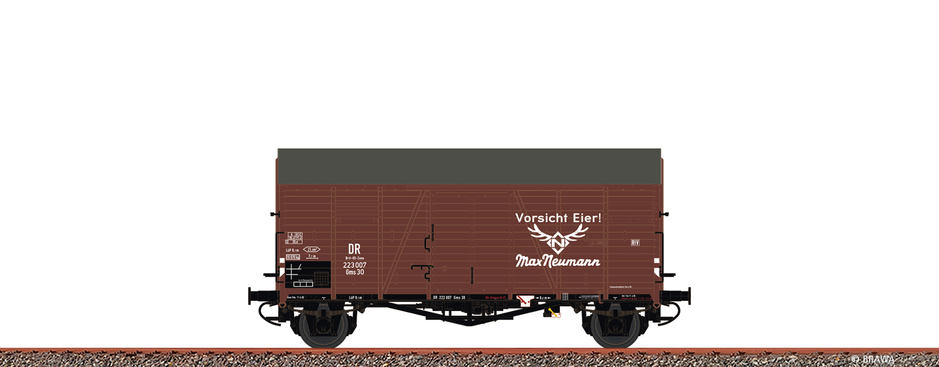 Brawa 47990 DR Max Neumann gedeckter Güterwagen Ep.3