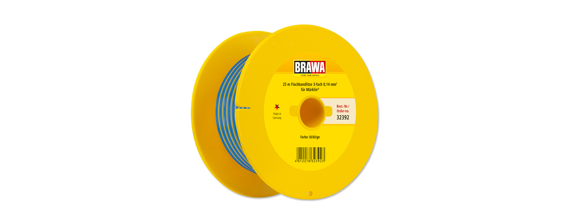 32392 Flachbandlitze 0,14mm 25m blau/blau/gelb