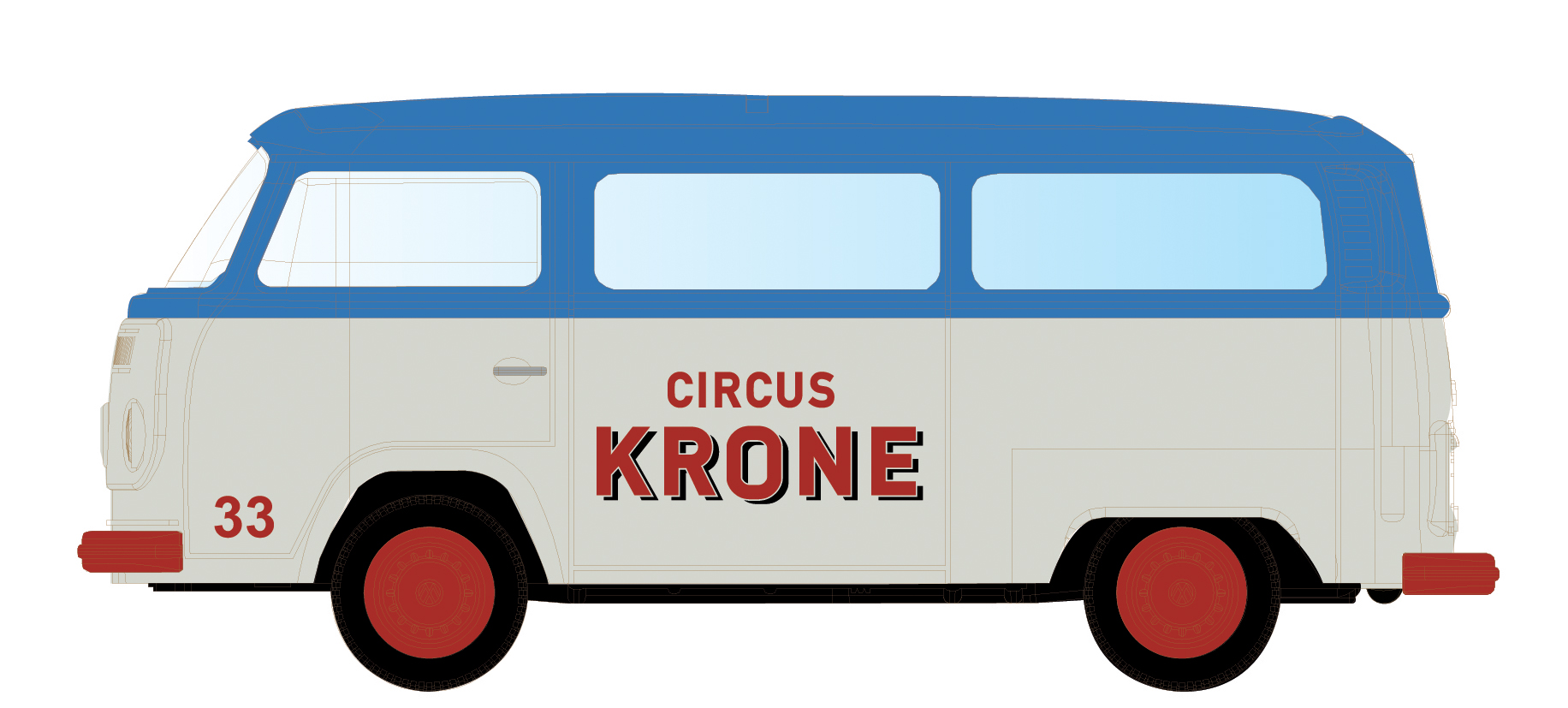 3963 VW T2 Bus Circus Krone