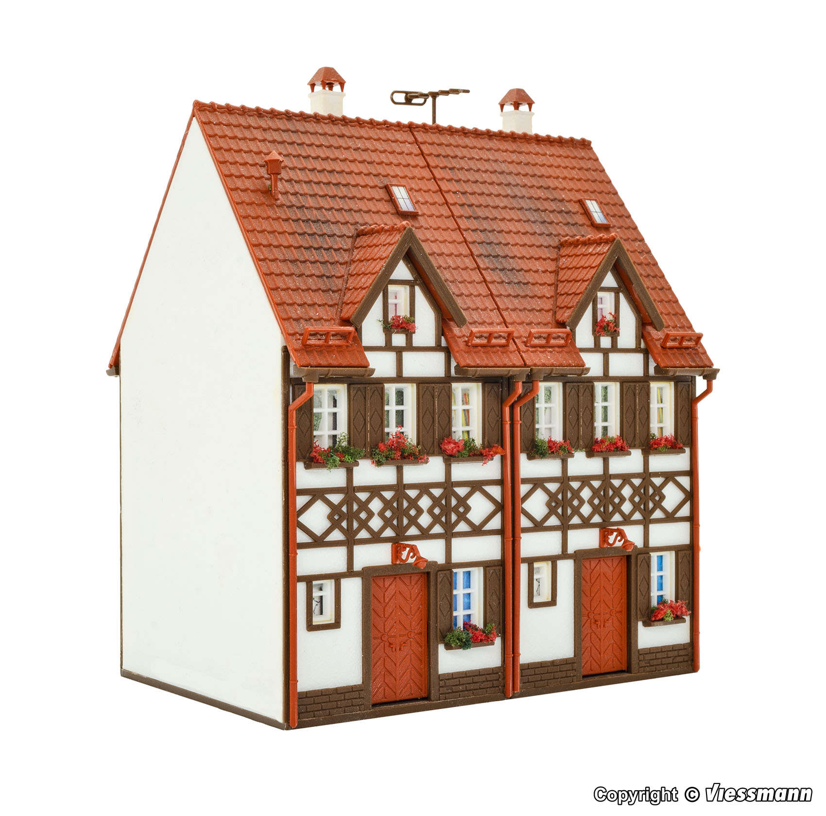 43847 Reihen-Doppelhaus mit Fachwerk