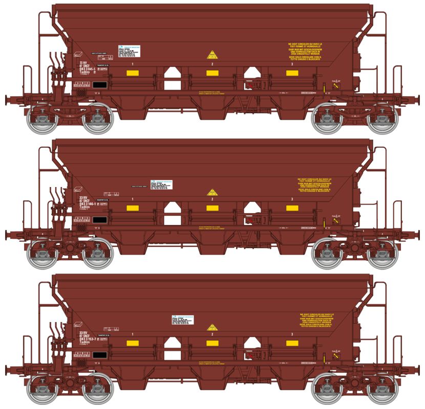REE Modeles WB-847 SNCF Schüttgutwagen-Set 3-tlg. T8 Ep.6