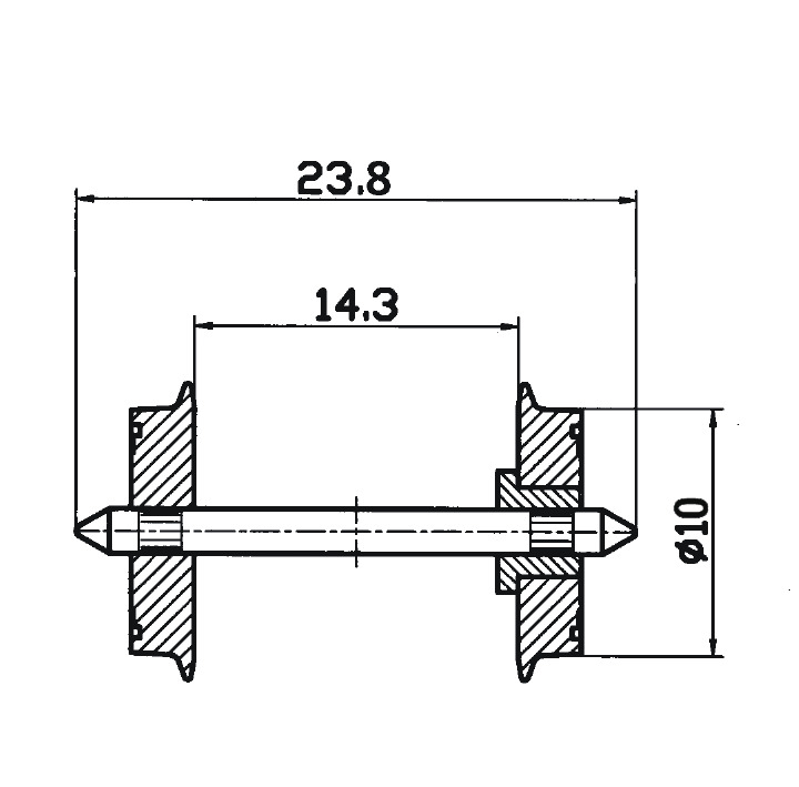 Roco 40180 DC-NEM Radsatz 10/23.8 mm
