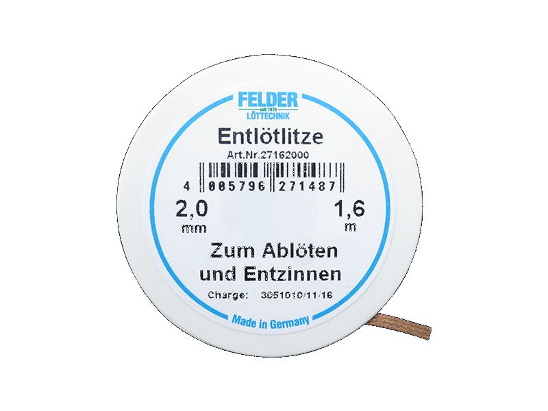 27148 Entlötlitze - weiß 1,0mm breit 1,6m lang