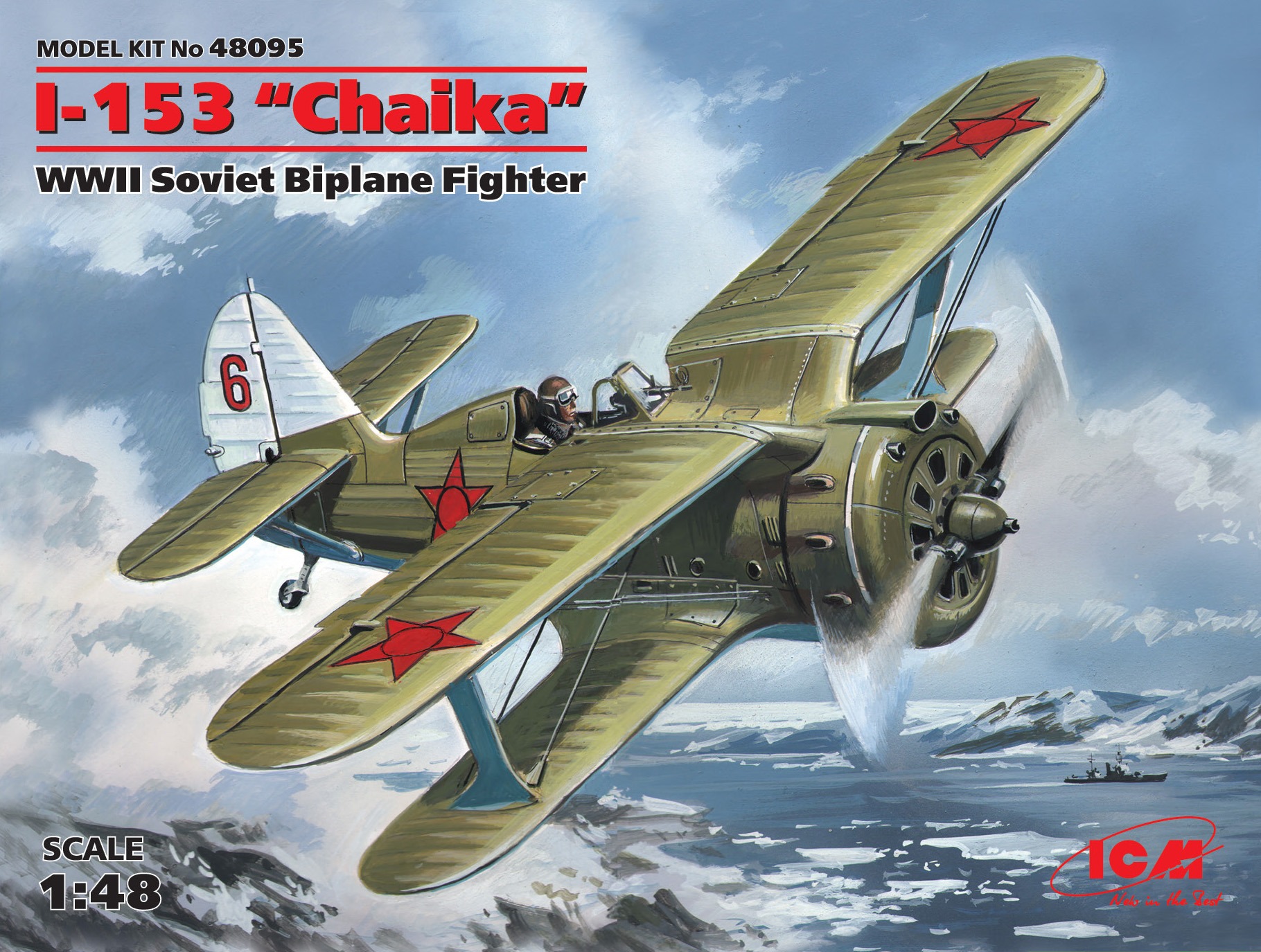 48095 I-153 WWII soviet Biplane Fighter