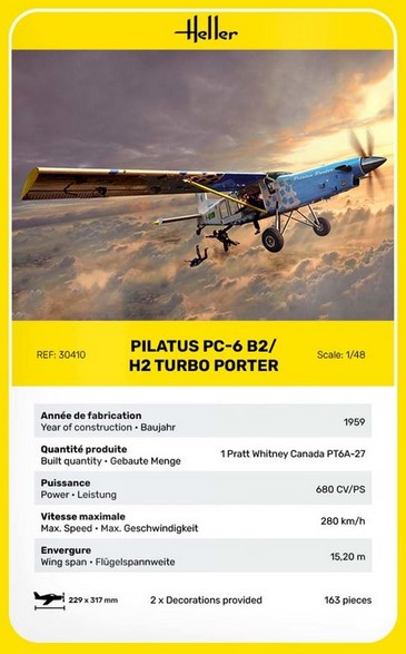 Heller 30410 PILATUS PC-6 B2/H2 Turbo Porter