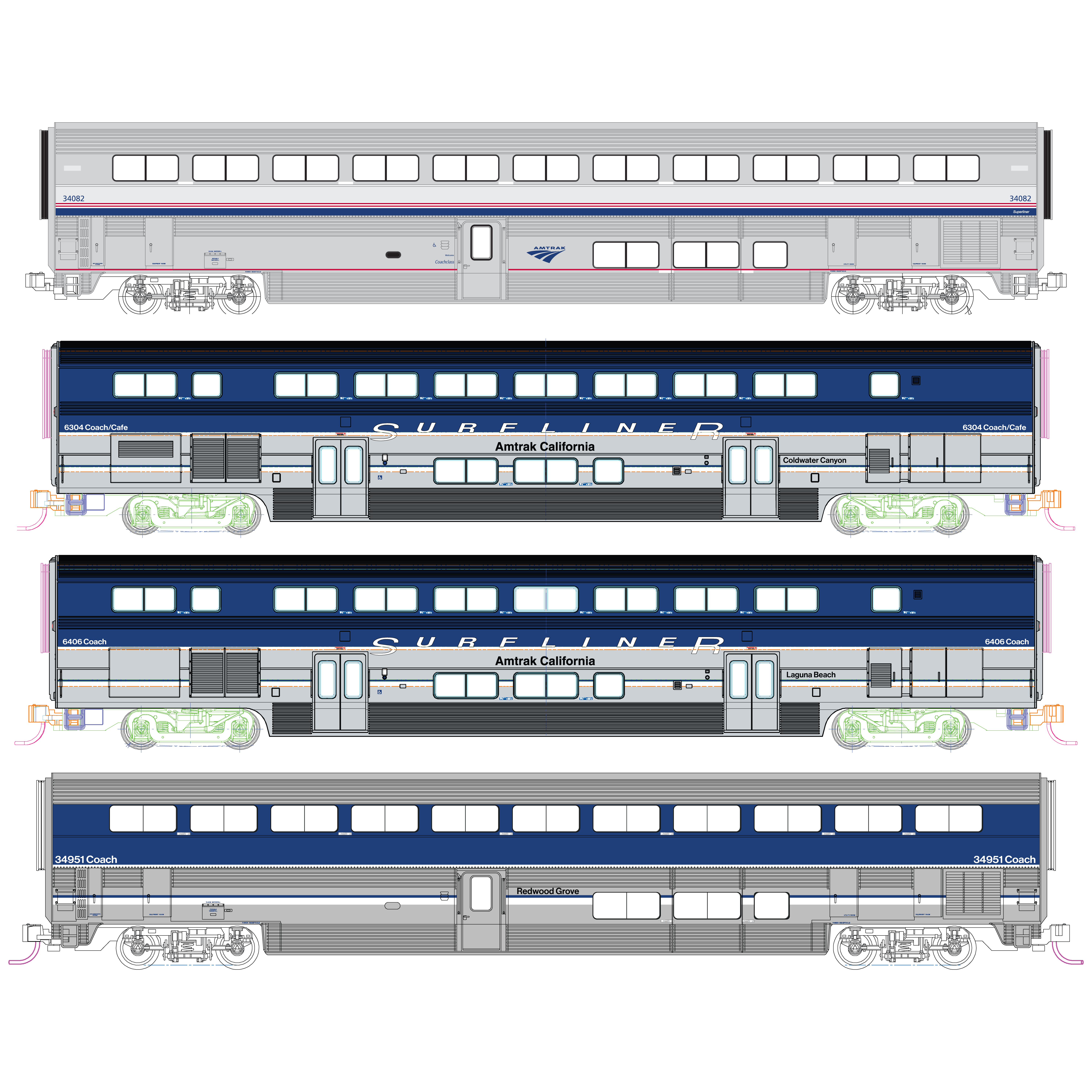 106-9002 Amtrak Surfliner Personenwagen-Set Ep.6