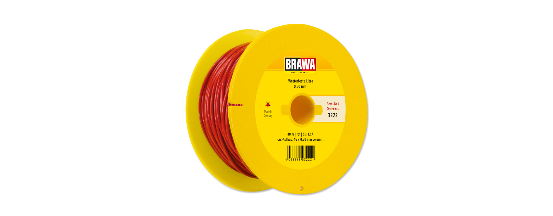 3222 Litze einadrig, rot 0,50 mm² 40 m