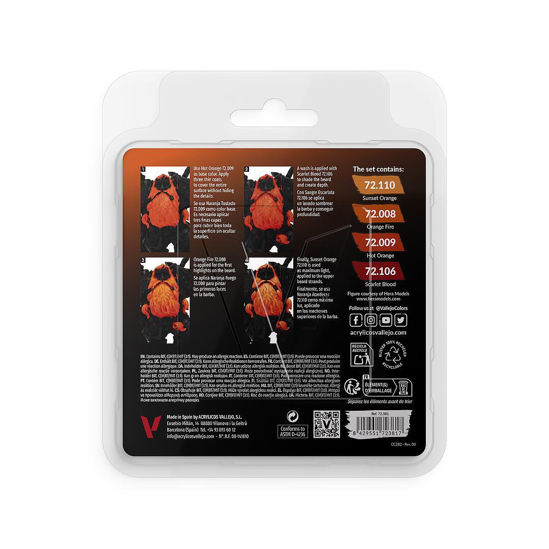 Vallejo 72381 Farb-Set Orange, 4x 18 ml