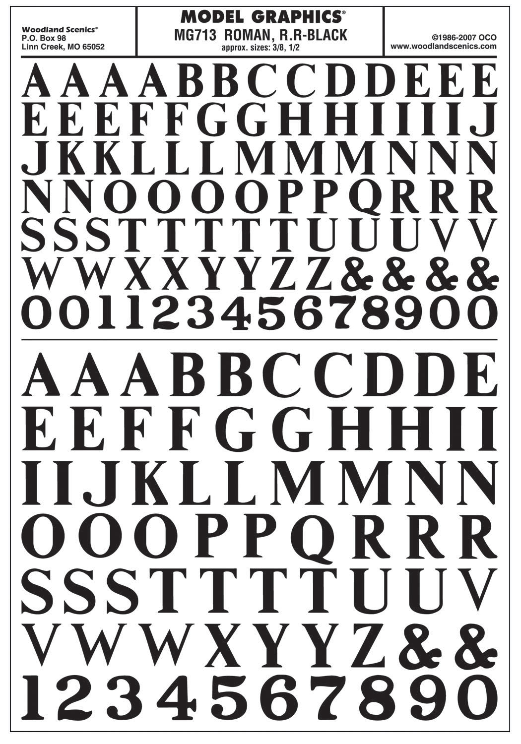 WMG713 Aufreibezahlen &-Buchstaben, schwarz