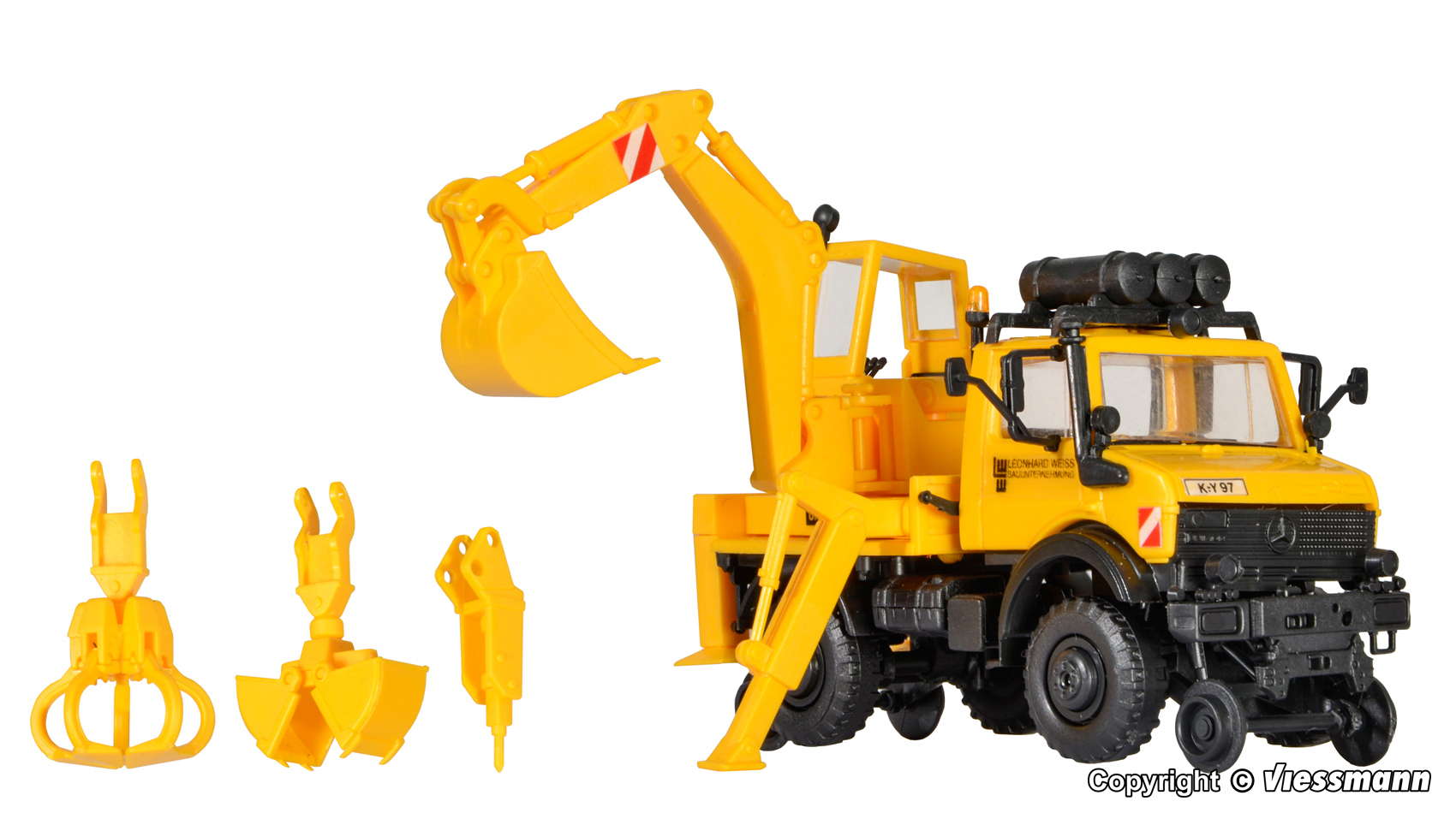 Kibri 16307 MB Unimog Zweiwege m. Heckbagger
