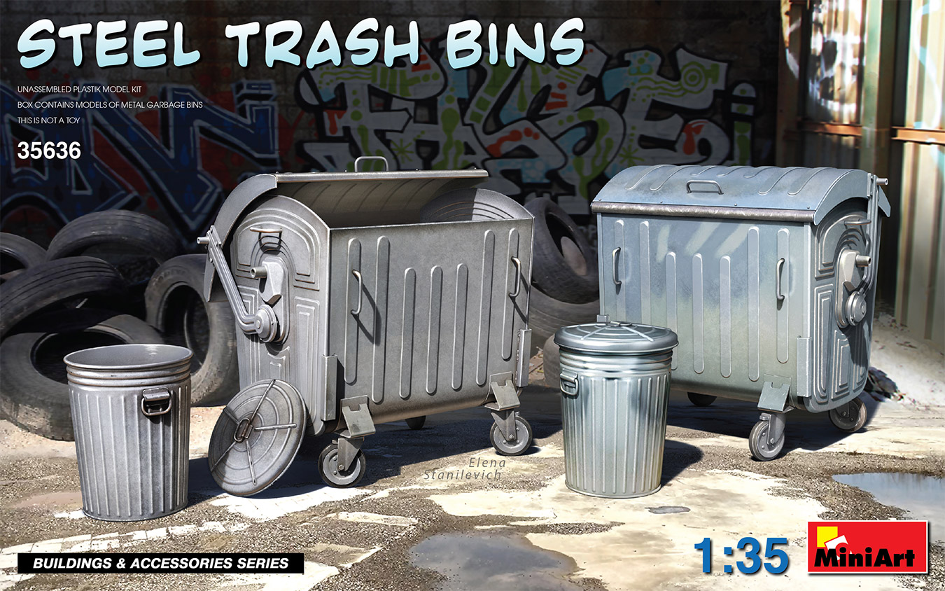 35636 Steel Trasch Bins / Müllcontainer