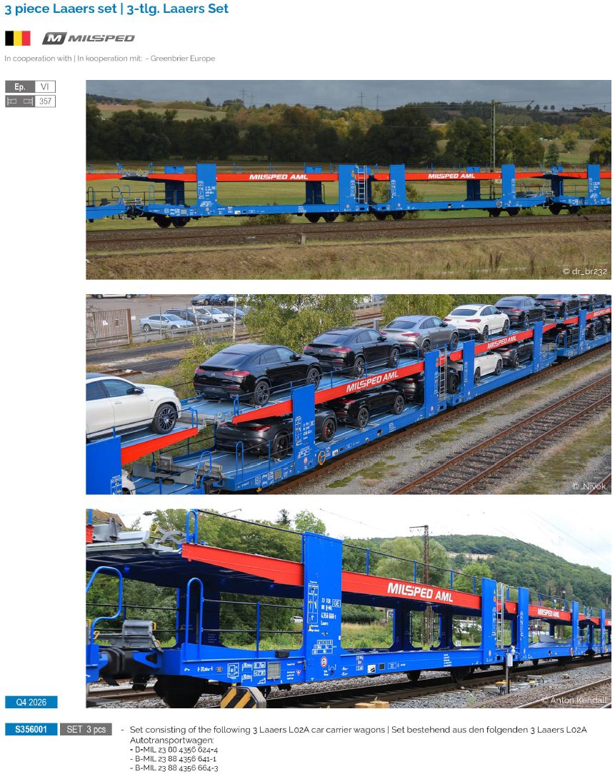 S356001 Milsped Autotransportwagen-Set 3-tlg Ep6
