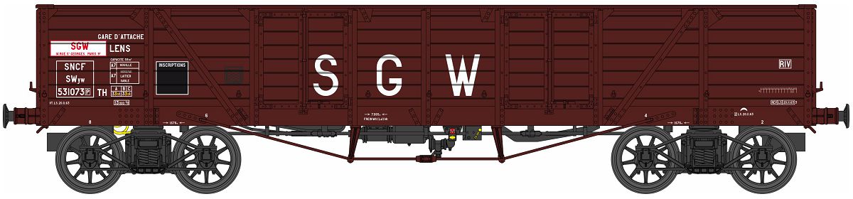 REE Modeles WB-853 SNCF SGW offener Güterwag TP Ep.3b
