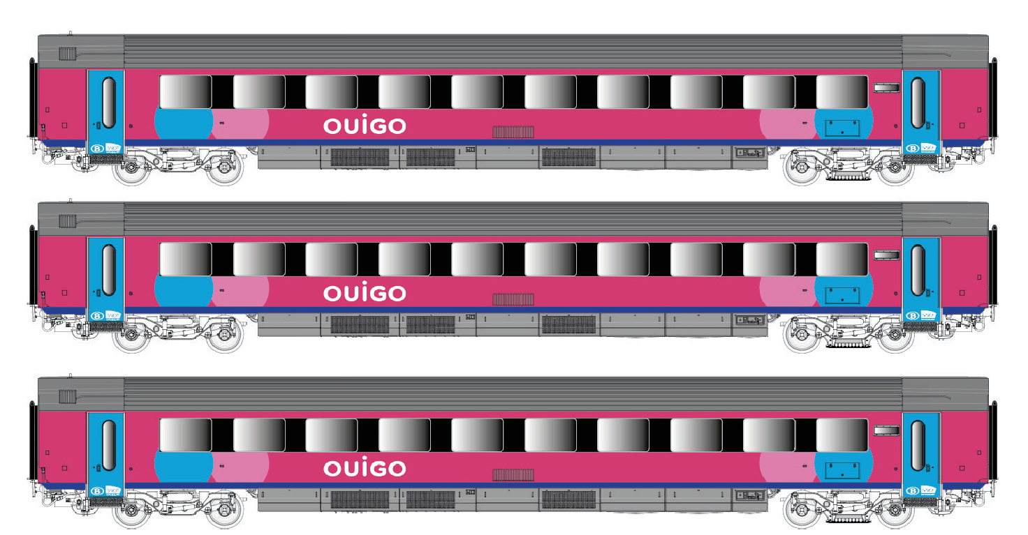 43058DC 3er Set Personenwagen I11 (A+B+B) OUIGO