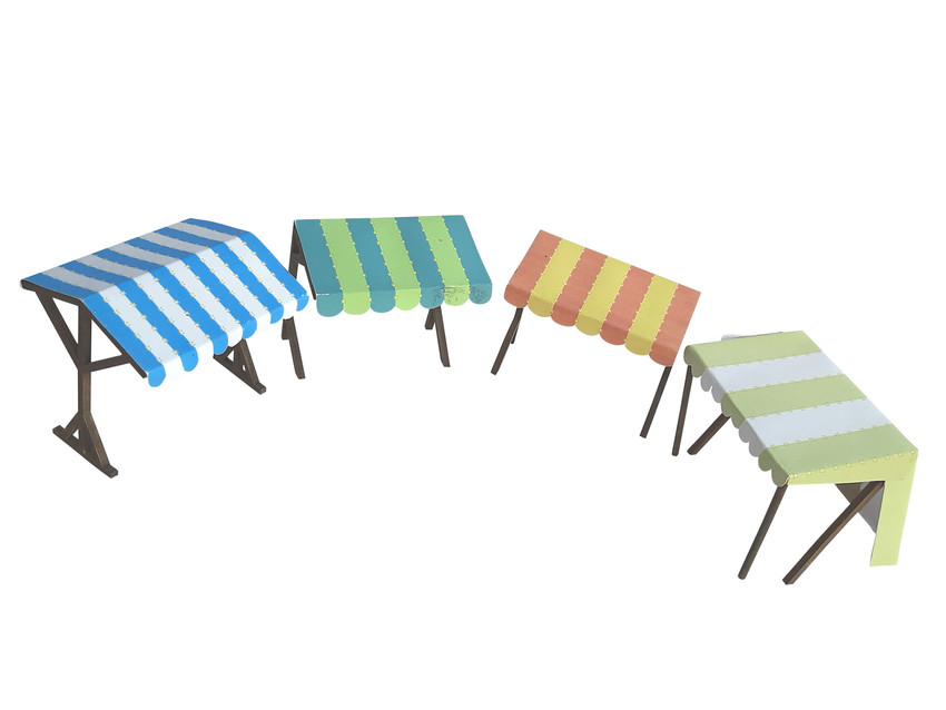 6079530 Marktstand, 4 Stk Holzgestelle