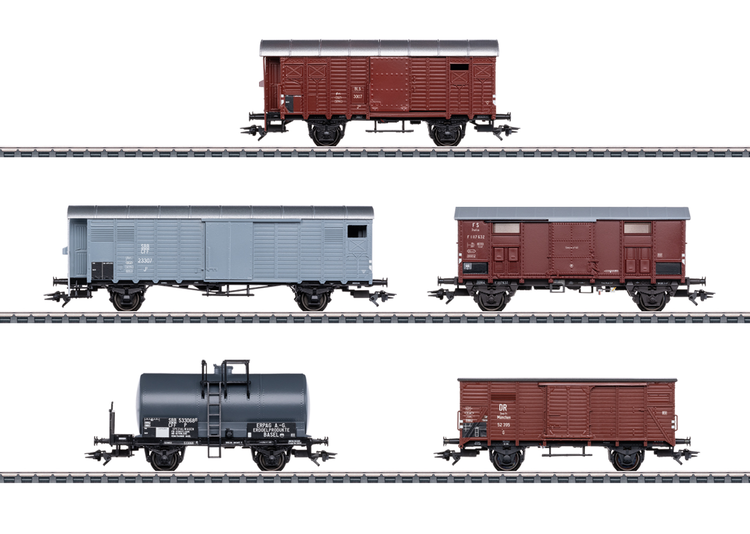 46575 BLS/SBB/FS/DR Güterwagen Set 5tlg. Ep.3