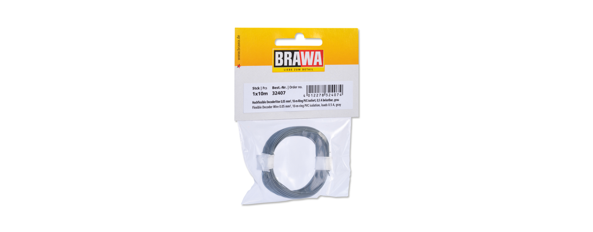 32407 Litze einadrig, grau 0,05 mm² 10 m