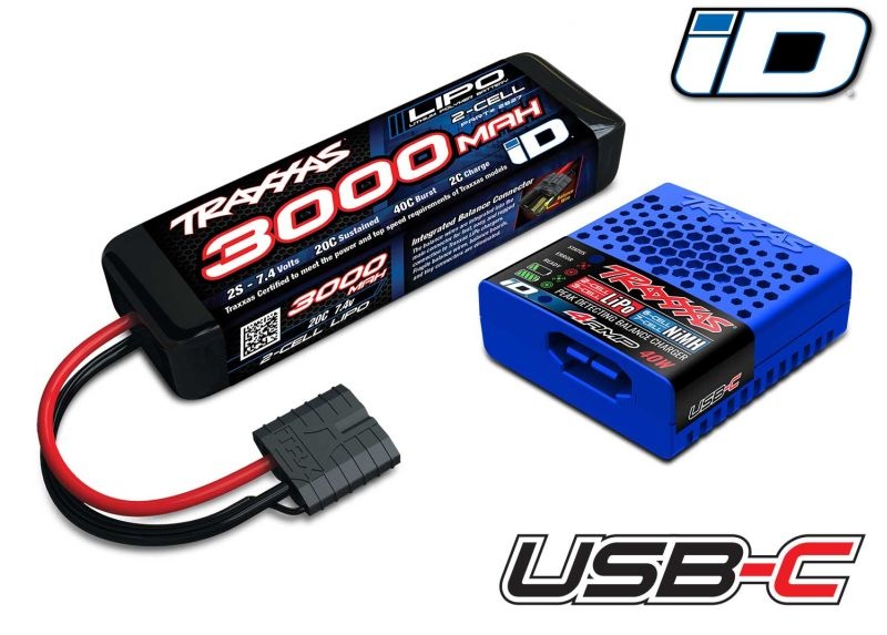 TRX2985-2S USB-C 4A Lader + LiPo 3000mAh 2s 7,4V S