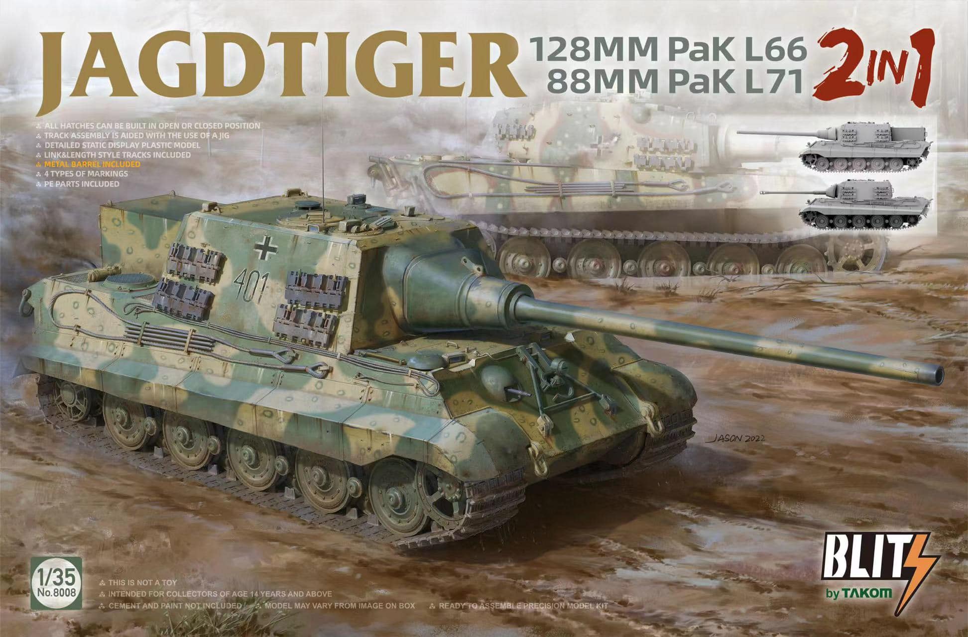 8008 Jagdtiger 128 mm Pak L66 & 88mm Pak L71