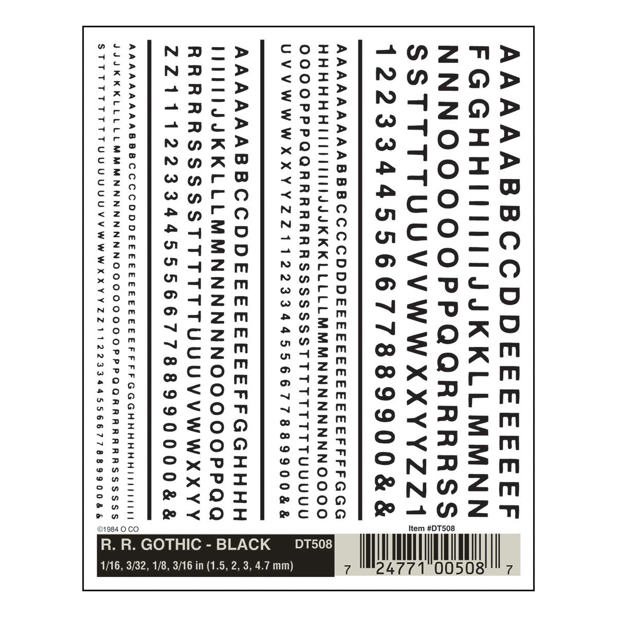 WDT508 Schwarze Buchstaben & Zahlen