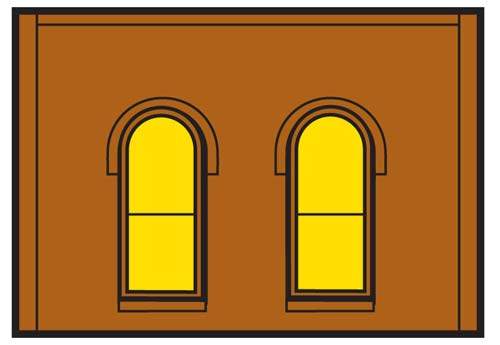 DPM30112 Single Story Arched Window Wall, 4 St.