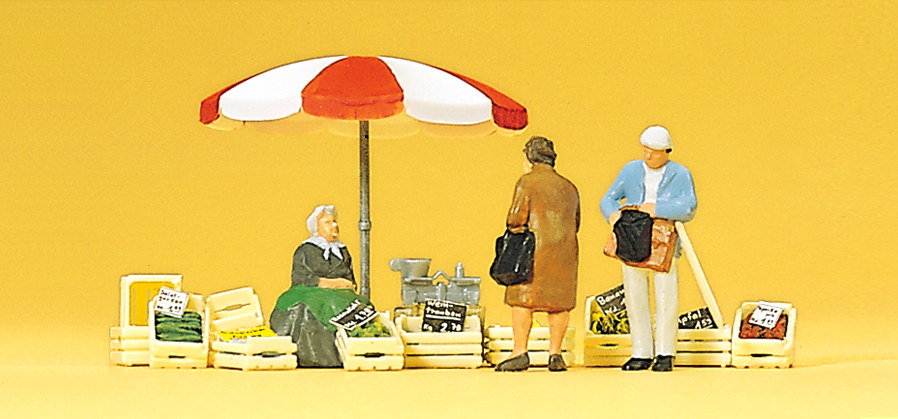 Preiser 10337 Sitzende Marktfrau. Kunden. Zubehör