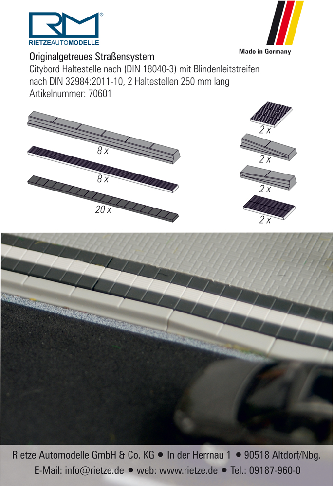 70601 Citybord-Haltestelle Blindenleitstreifen