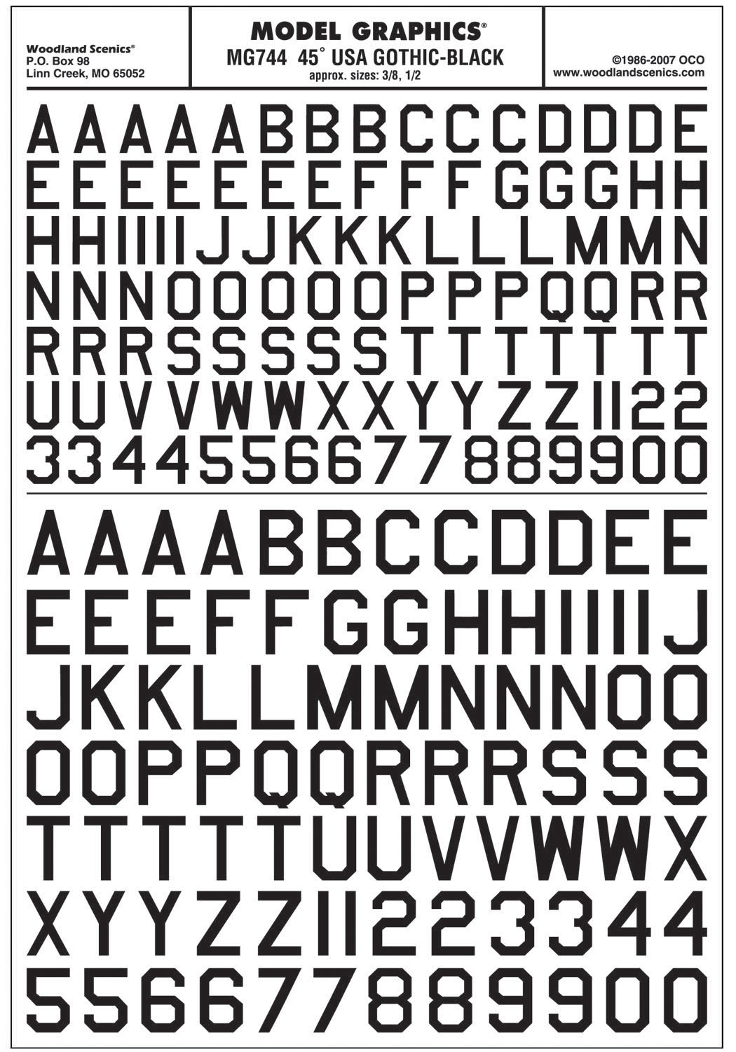WMG744 Buchstaben & Zahlen amerikanischer Typ