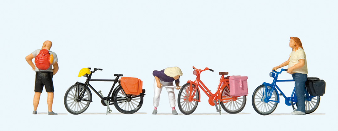Preiser 10659 Radfahrer stehend, Reifen aufpumpend