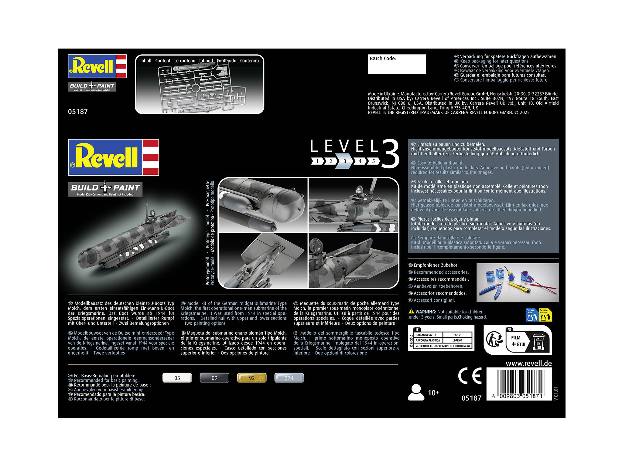Revell 05187 German Midget Submarine Type Molch