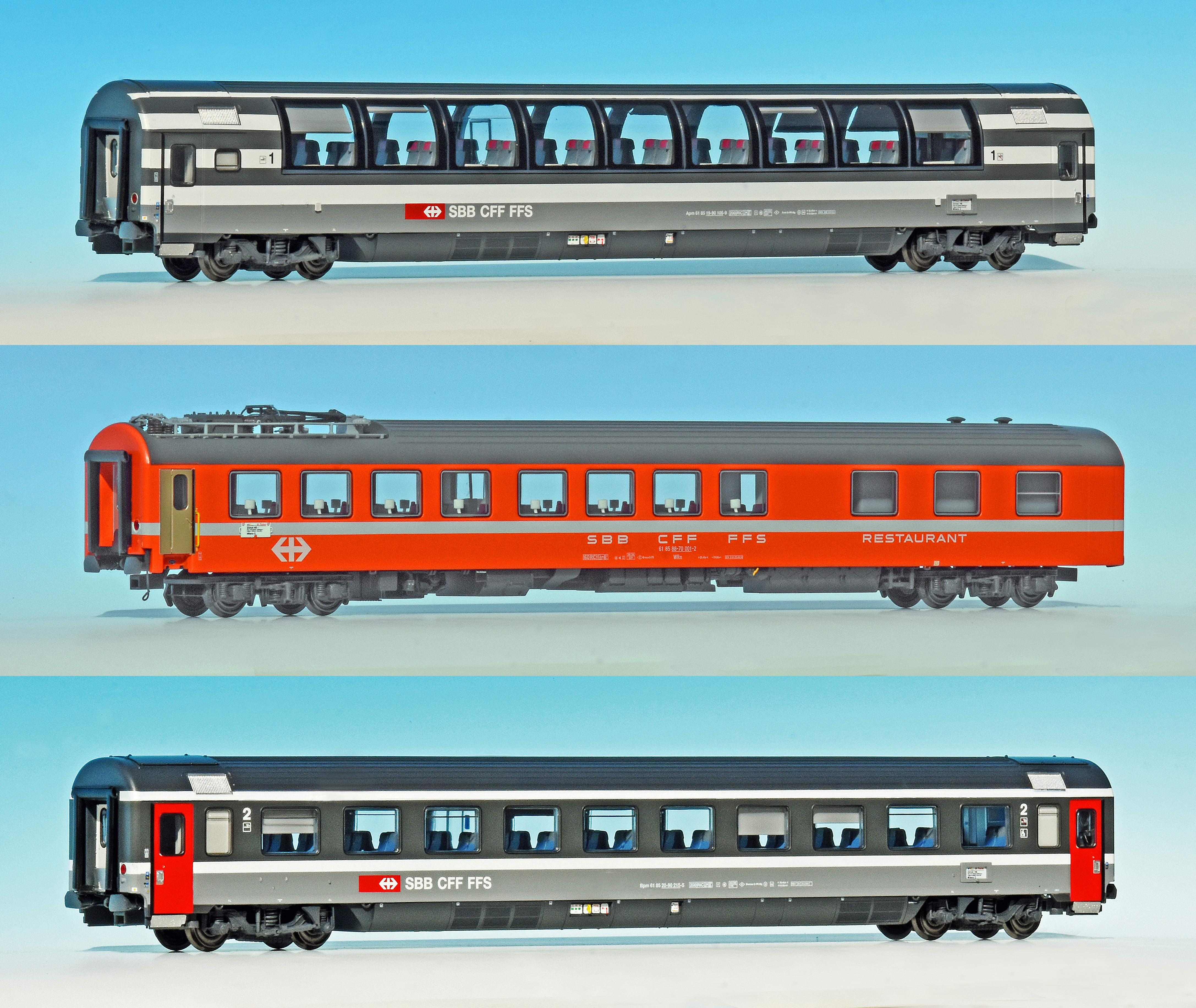 PI9709 SBB Reisezugwagen-Set EC51/56 3-tlg Ep.4