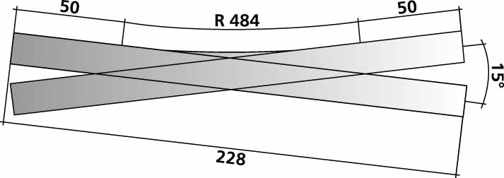 Tillig 85395 Hand-Einfachkreuzungsweiche 15°, L=228mm