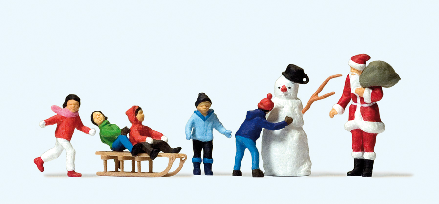 Preiser 10626 Weihnachtsmann, Kinder, Schneemann