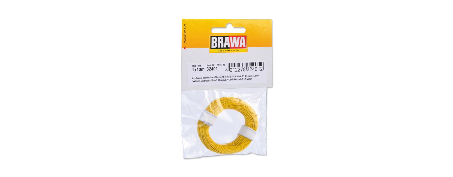 32401 Litze einadrig, gelb 0,05 mm² 10 m