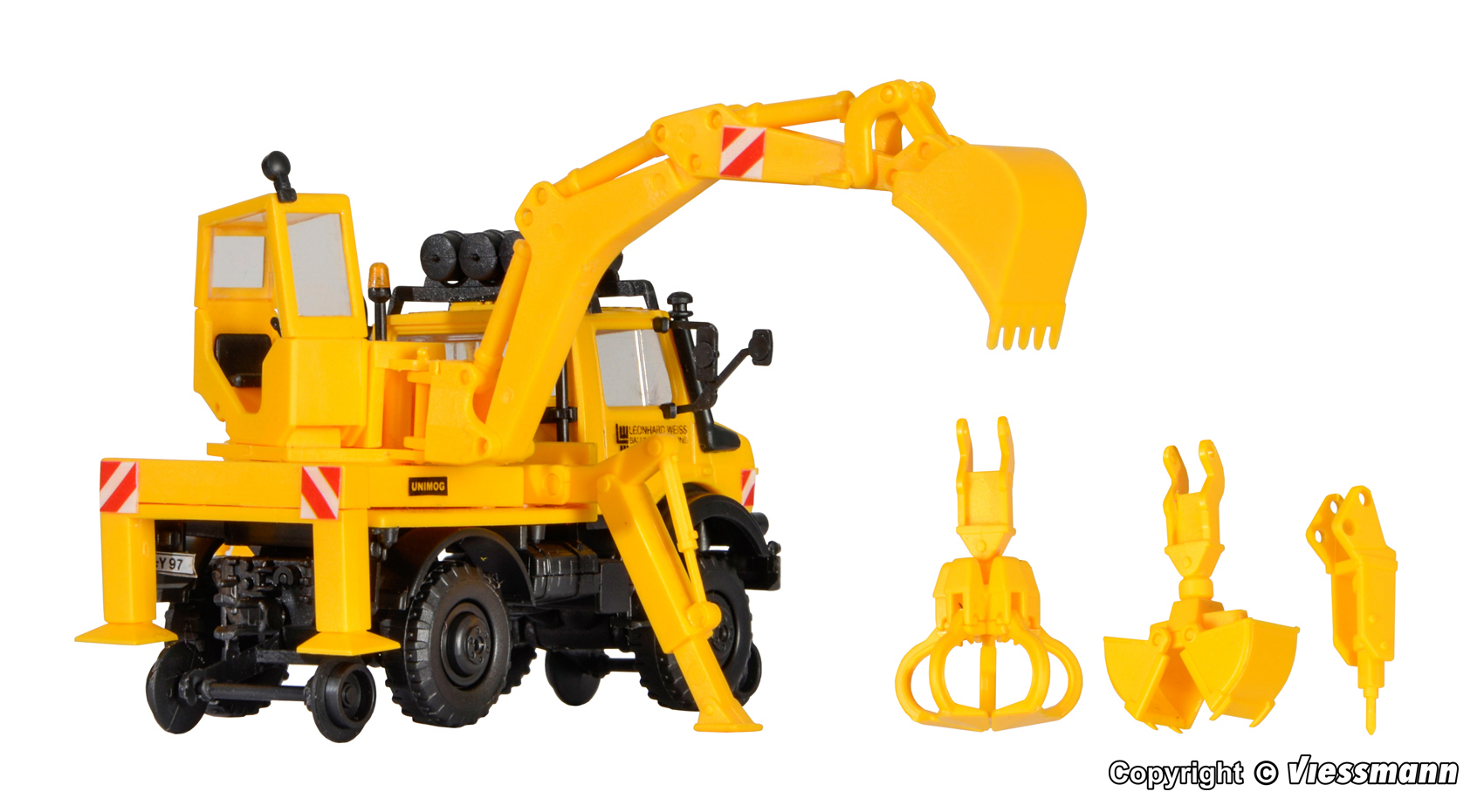 Kibri 16307 MB Unimog Zweiwege m. Heckbagger