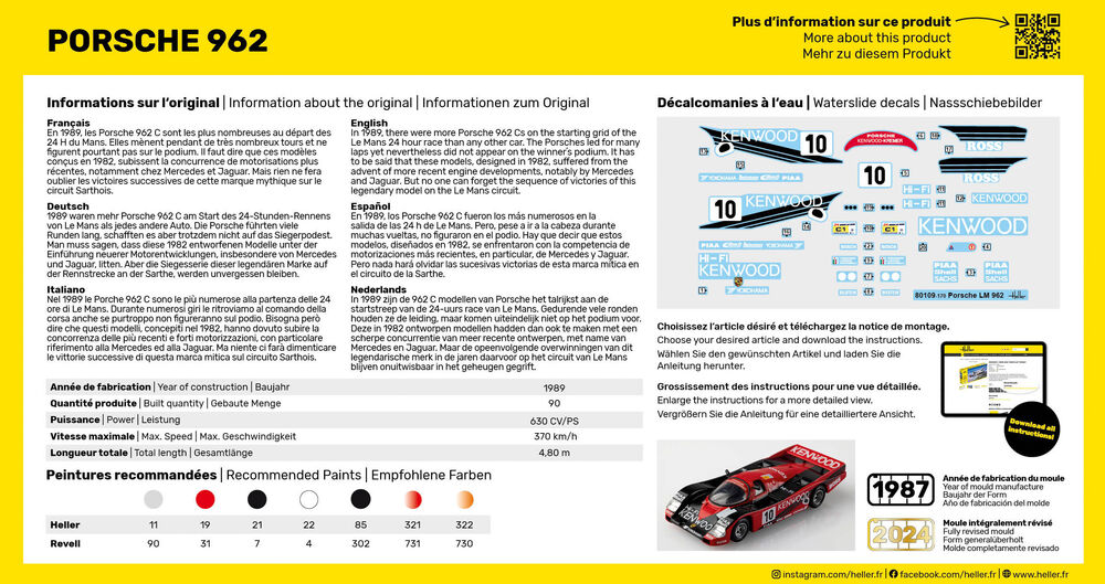 Heller 80109 Porsche 962 #10 Kenwood