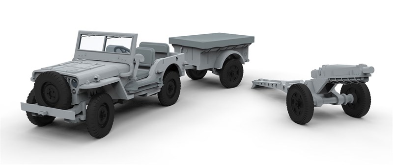 Airfix 02339 Willys Jeep, Trailer & 6PDR Gun
