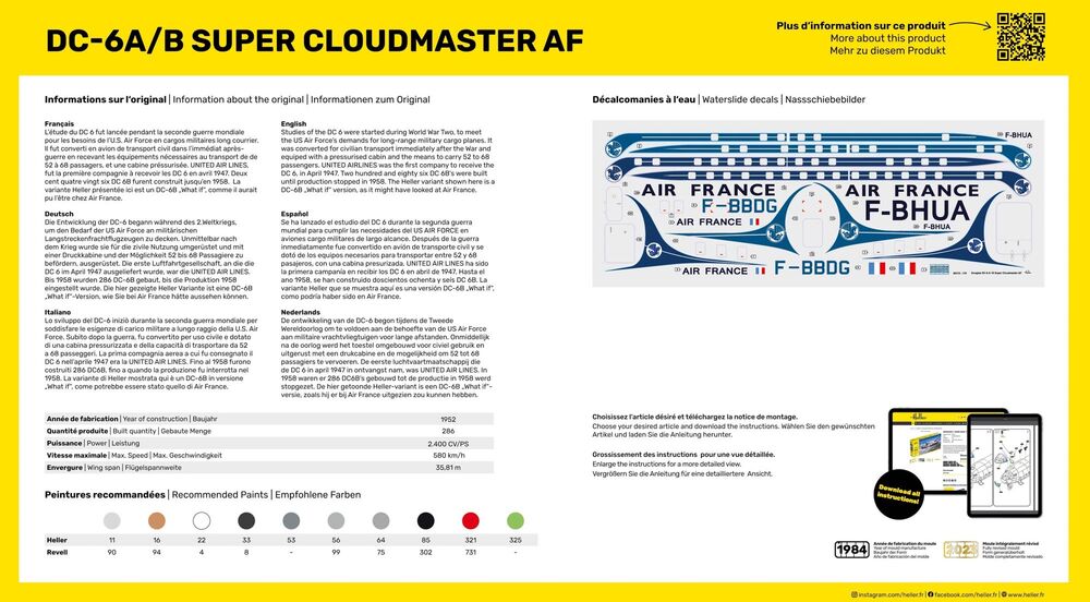 Heller 80315 DC6 Super Cloudmaster Air France