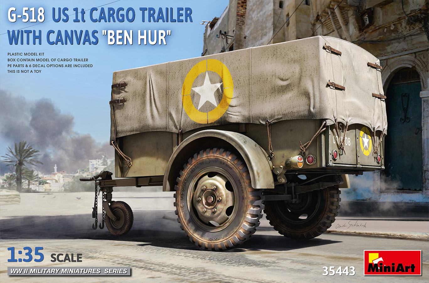 35443 G-518 US 1t Cargo Trailer Ben Hur w/Canv