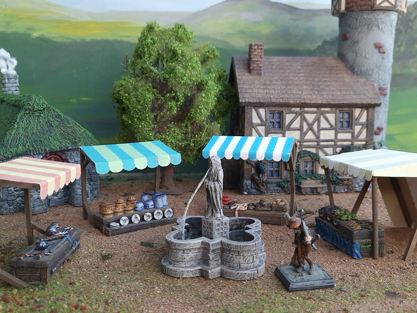 6079530 Marktstand, 4 Stk Holzgestelle
