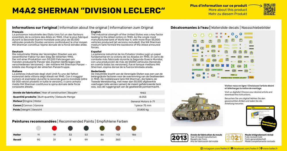 Heller 79894 M4A2 Sherman 'Division Leclerc'